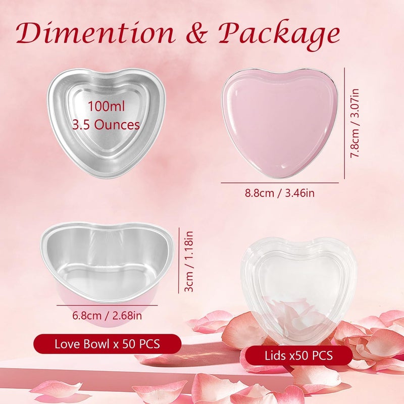 EQUNROY 30 Pcs Heart Shaped Cake Pans with Lids, Mini Pink Aluminum Foil Baking Tins 3.4 Oz, Disposable Cupcake Containers for Valentine's Day, Mother's Day, Wedding, Party - Image 2
